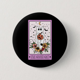 Macaron Rond 5 Cm Cat Tarot Card Ghost Halloween Citrouille Chat Lov
