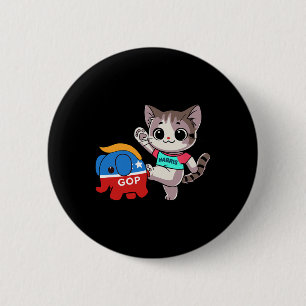 Macaron Rond 5 Cm Cat Vs Gop Elephant - Kamala Harris - Anti Trump