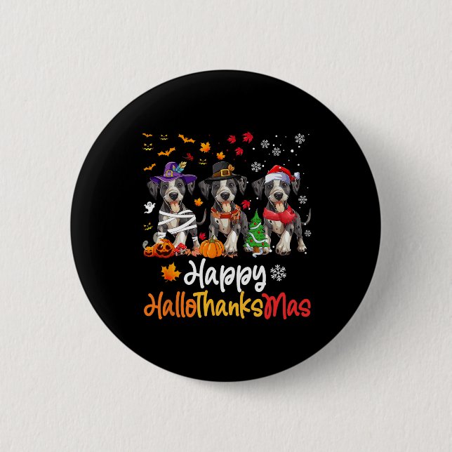 Macaron Rond 5 Cm Catahoula Leopard Chien Halloween Noël Hallotha (Devant)