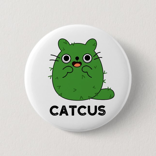 Macaron Rond 5 Cm Catcus Funny Chat Cactus Pun (Devant)