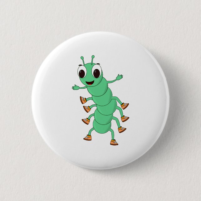 Macaron Rond 5 Cm Caterpillar verte (Devant)