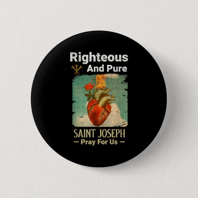 Macaron Rond 5 Cm Catholic St. Joseph, Patron Saint Of Fathers, Pray (Devant)