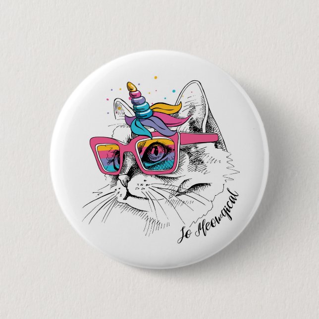 Macaron Rond 5 Cm Caticorn | ainsi Meowgical (Devant)