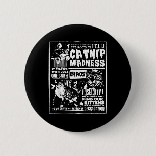 Macaron Rond 5 Cm Catnip Madness Cute Kitten Cadeau Amoureux des cha