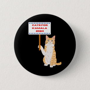 Macaron Rond 5 Cm Cats For Kamala Harris Vote President 2024 Usa