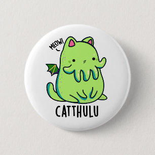 Macaron Rond 5 Cm Catthulu Funny Cthulhu Cat Pun