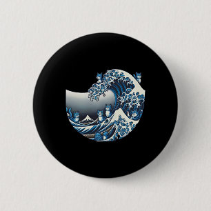 Macaron Rond 5 Cm Catzilla chat art japonais cadeaux de chat drôles 
