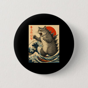 Macaron Rond 5 Cm Catzilla Chat Art Japonais Cadeaux Drôles de Chat