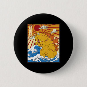 Macaron Rond 5 Cm Catzilla Chat japonais Anime Kawaii Drôle Cadeaux 