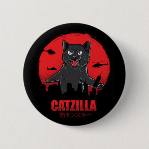 Macaron Rond 5 Cm Catzilla Monster Chat Classic Round