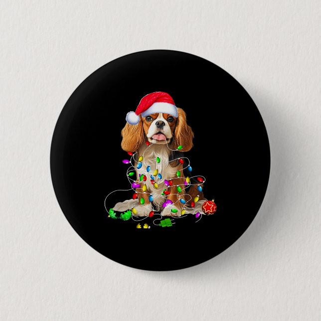 Macaron Rond 5 Cm Cavalier King Charles Spaniel Dog Christmas Orname (Devant)