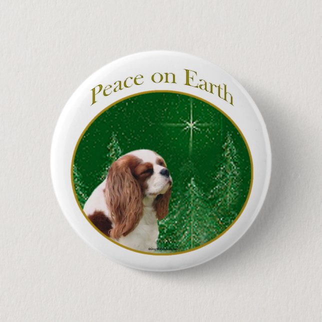 Macaron Rond 5 Cm Cavalier King Charles Spaniel Paix (Devant)