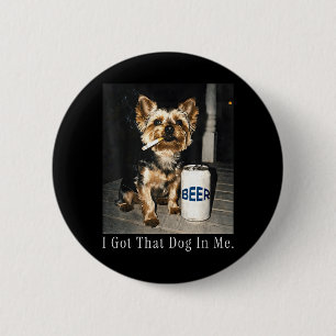 Macaron Rond 5 Cm Ce chien à Yorkie drôle fumant une cigarette