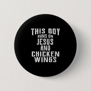 Macaron Rond 5 Cm Ce garçon court sur Jésus et la conception d'ailes