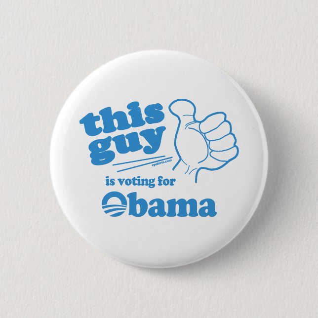 Macaron Rond 5 Cm Ce type / fille vote pour Obama (Devant)