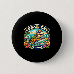 Macaron Rond 5 Cm Cedar Key Floride Mignonne Tortue de Mer Surf