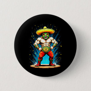 Macaron Rond 5 Cm Célébration drôle de Taco Wrestling Cinco De Mayo