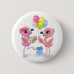 Macaron Rond 5 Cm Célébration du flamant rose