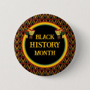 Macaron Rond 5 Cm Célébration du Mois de l'histoire des Noirs Motif