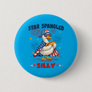 Macaron Rond 5 Cm Célébration patriotique de l'oie idiote aux étoile