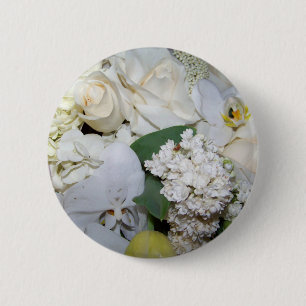 Macaron Rond 5 Cm Célébration, Roses Blanches & Orchies_