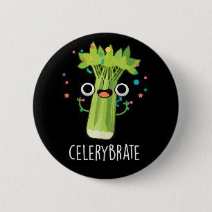 Macaron Rond 5 Cm Célérat Funny Veggie Celery Pun Dark BG