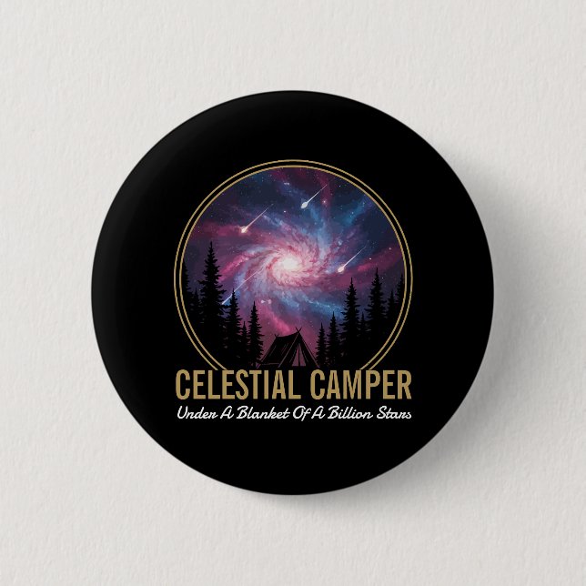 Macaron Rond 5 Cm Celestial Camper Galaxy Night Scene (Devant)