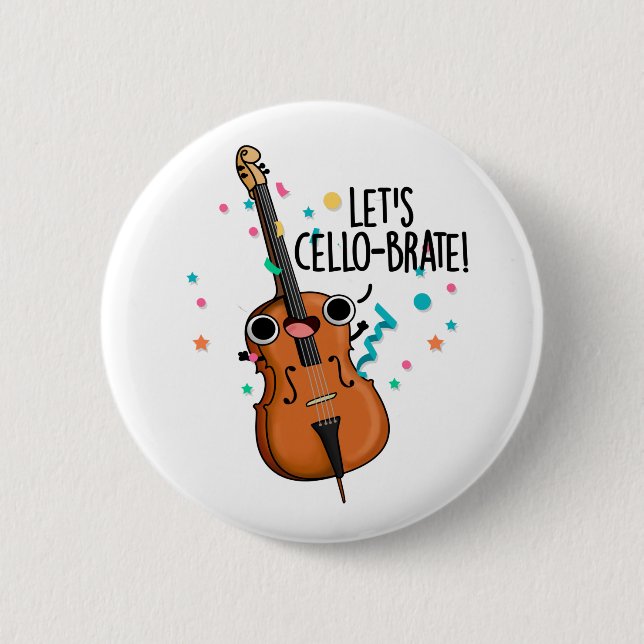 Macaron Rond 5 Cm Cello-brate amusant célébrant le jeu de violoncell (Devant)