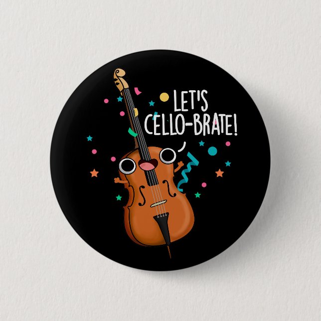 Macaron Rond 5 Cm Cello-brate Funny Cello Pun Dark BG (Devant)