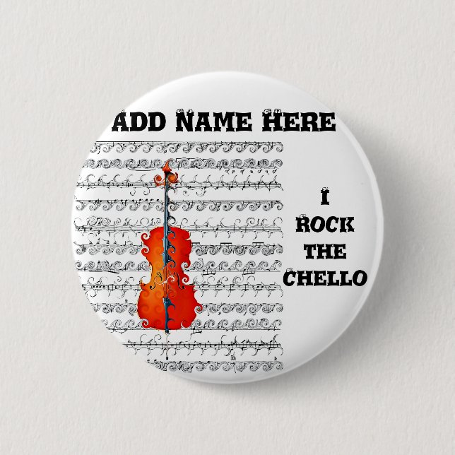 Macaron Rond 5 Cm Cello & I Rock !_ (Devant)