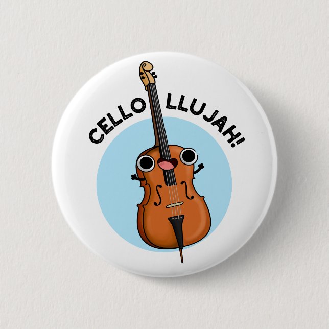 Macaron Rond 5 Cm Cello-llujah Funny Cello Pun (Devant)