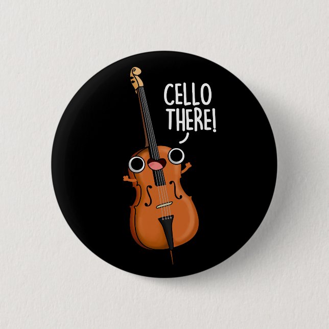 Macaron Rond 5 Cm Cello There Funny Music Pun Dark BG (Devant)