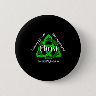 Macaron Rond 5 Cm Celtic Trinity Kno Prière de Saint-Patrick Chrétie