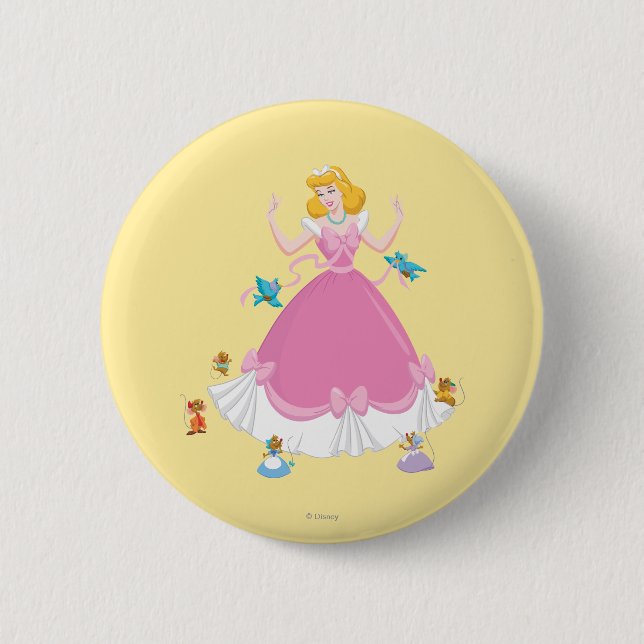 Macaron Rond 5 Cm Cendrillon & Amis (Devant)