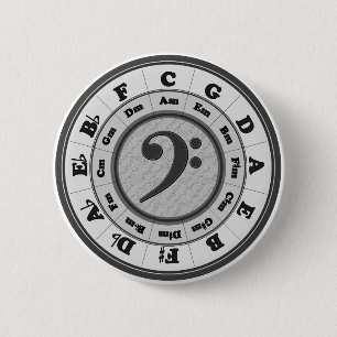 Macaron Rond 5 Cm Cercle de clef basse des cinquièmes