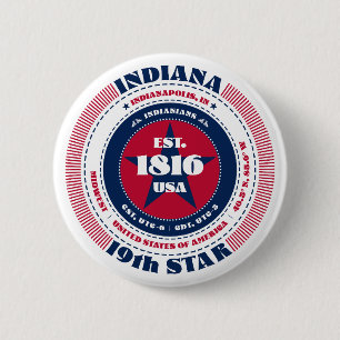Macaron Rond 5 Cm Cercle de l'Indiana patriotique avec détails sur l