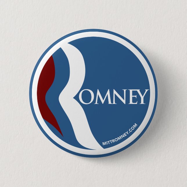 Macaron Rond 5 Cm Cercle de logo de Mitt Romney "R" (bleu) (Devant)
