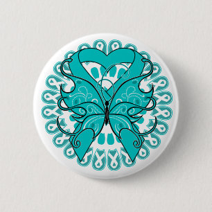 Macaron Rond 5 Cm Cercle de papillon de Cancer ovarien des rubans