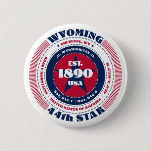 Macaron Rond 5 Cm Cercle de Wyoming patriotique avec détails d'état
