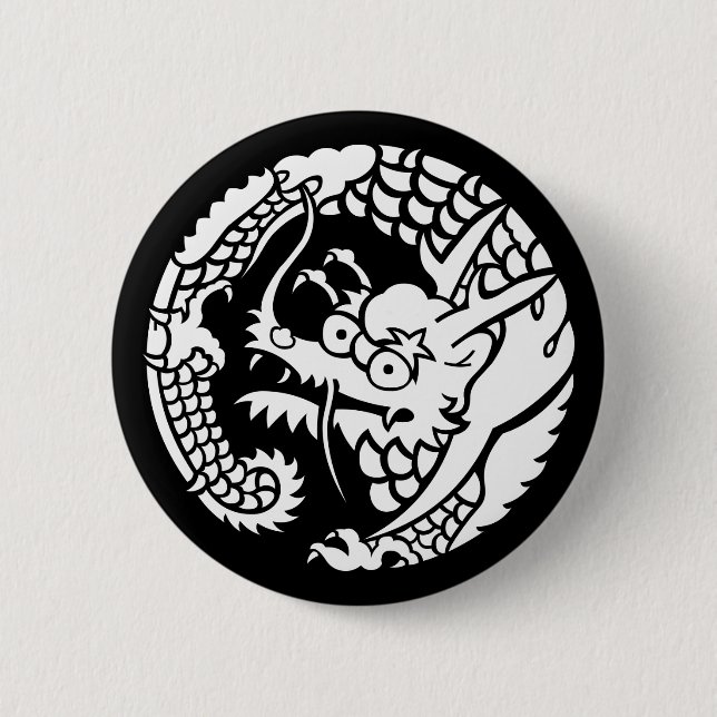 Macaron Rond 5 Cm Cercle du dragon de la secte Nichiren (Devant)
