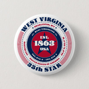 Macaron Rond 5 Cm Cercle Patriotic West Virginia avec détails d'état