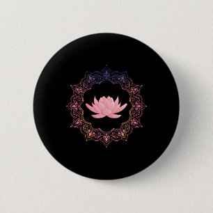 Macaron Rond 5 Cm Cercle spirituel de yoga Lotus Mandala