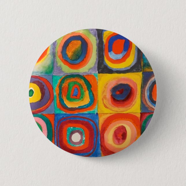 Macaron Rond 5 Cm Cercles concentrés Carré de Kandinsky (Devant)