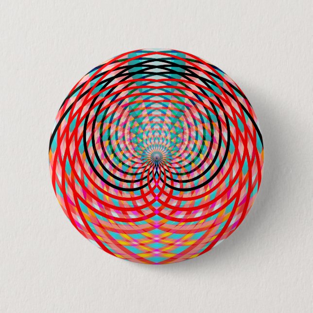 Macaron Rond 5 Cm Cercles Entrelacés Psychedéliques (Devant)