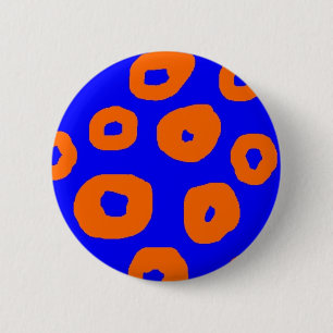 Macaron Rond 5 Cm cercles oranges déformés sur les goupilles bleue