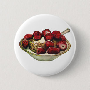 Macaron Rond 5 Cm Céréales de petit-déjeuner sain vintage aux fraise