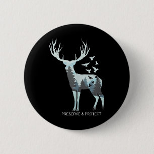 Macaron Rond 5 Cm Cerf - Animal de forêt naturel - Préserver & Proté