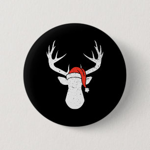 Macaron Rond 5 Cm Cerf avec le chapeau de Noël Pyjama de chasse cade