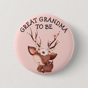 Macaron Rond 5 Cm Cerf de bébé en fleurs   Grand Baby shower grand-m