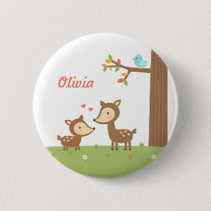Macaron Rond 5 Cm Cerf de la forêt mignon mère et enfant pour les en